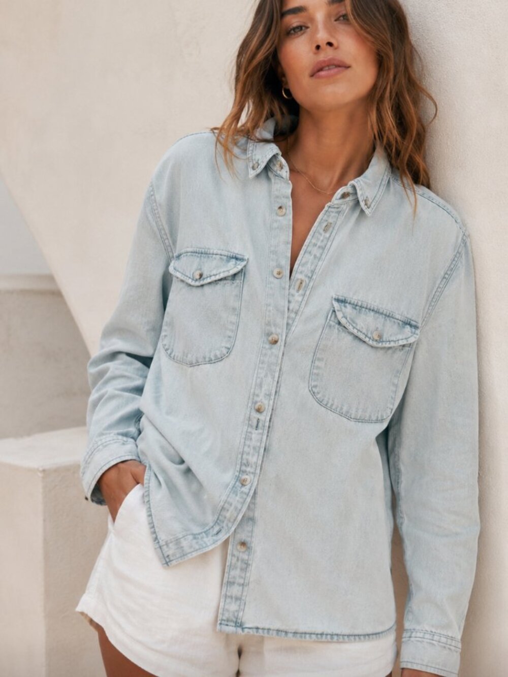 rolla’s light wash denim button down shirt xs oversized western